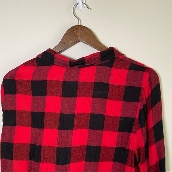 Lucky  Brand Cloud Soft Checked Button Down Boyfriend Shirt Red & Black Large - Picture 4 of 6